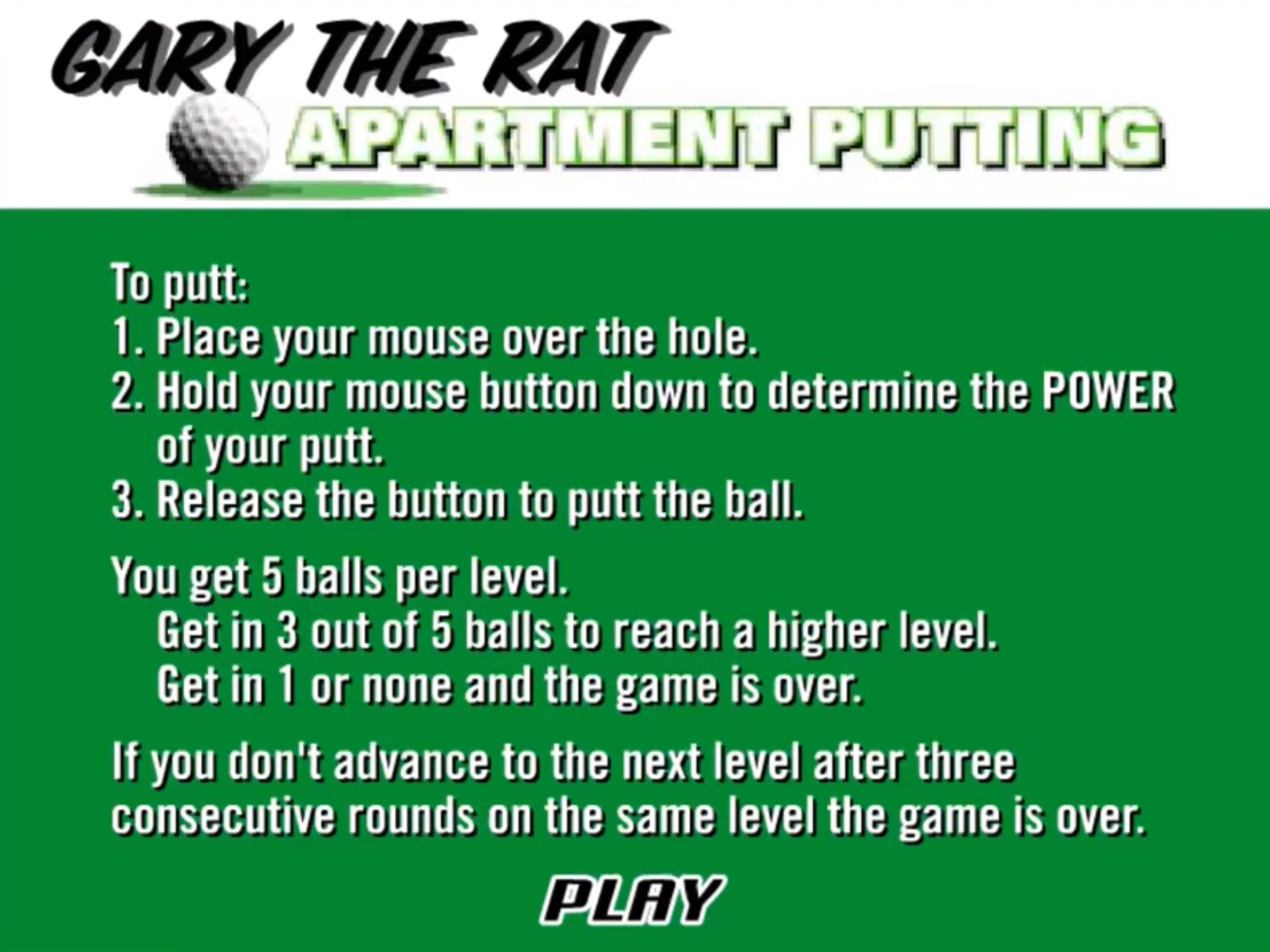 Gary the Rat: Apartment Putting