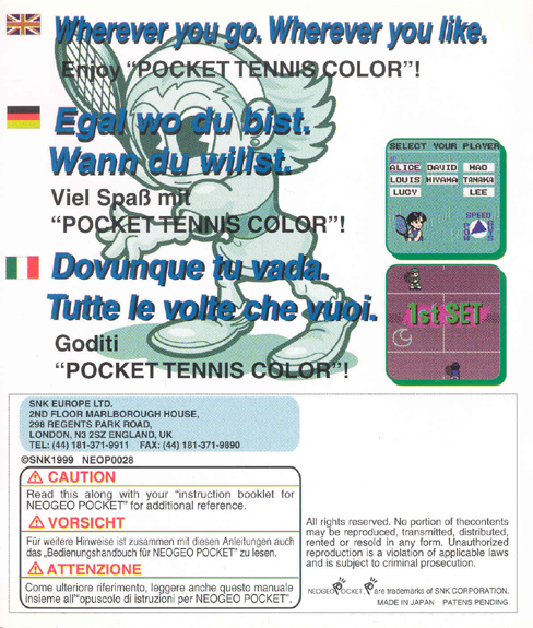 Pocket Tennis Color
